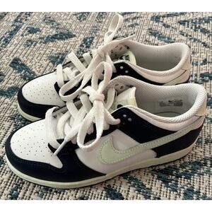 Nike Dunk Low Little Kids' Sail, Midnight Navy, and Volt Tint- 2Y